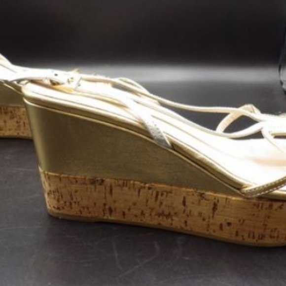 PRADA  Metallic Leather and Cork Platform Sandal - Picture 4 of 11